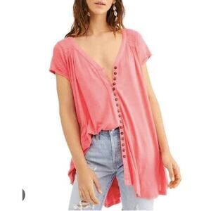 Free People Highland T Shirt Oversized Pink Women Size Small